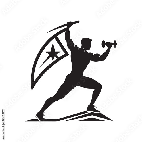 gym workouts vector silhouette clip art logo design illustration