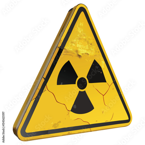 Radiation hazard symbol yellow triangle warning sign radioactive material safety caution danger alert isolated