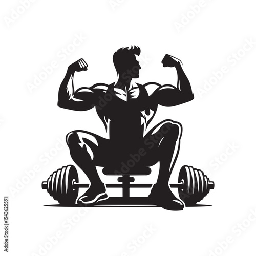 gym workouts vector silhouette clip art logo design illustration