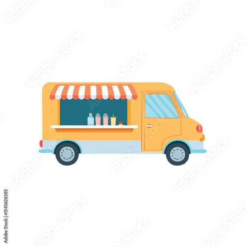 Yellow food truck drinks snacks summer street food
