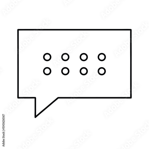 Simple black and white line art of a speech bubble containing text message indicators