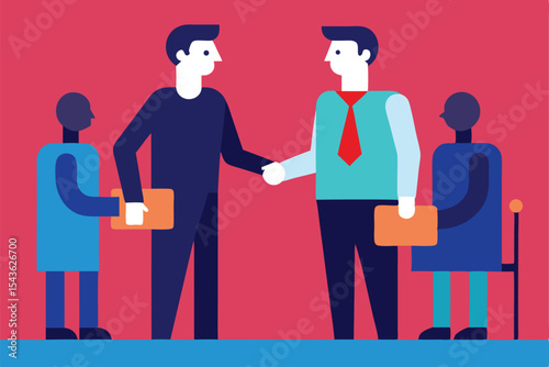 Professional handshake at job fair with business agreement concept  