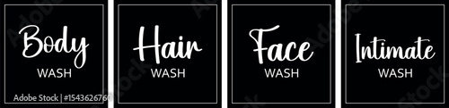 Bathroom brand blank sticker template, intimate gel frame label, wash badge, shampoo tag.