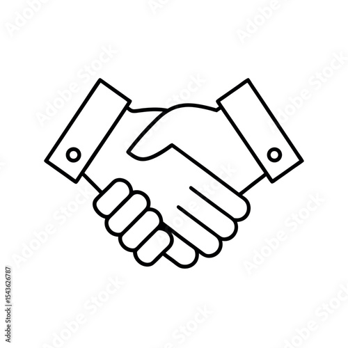 Simple handshake line icon for business partnership and agreement. Professional cooperation and deal-making vector graphic.