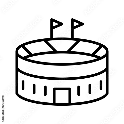 Stadium glyph icon. Round venue with seats. Place for outdoor sports, concerts, or other events. City infrastructure concept.Filled flat sign. Isolated silhouette vector illustration