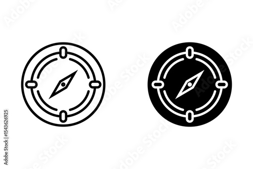 Compass icon set. Navigation compass vector. Line and glyph wind rose compass