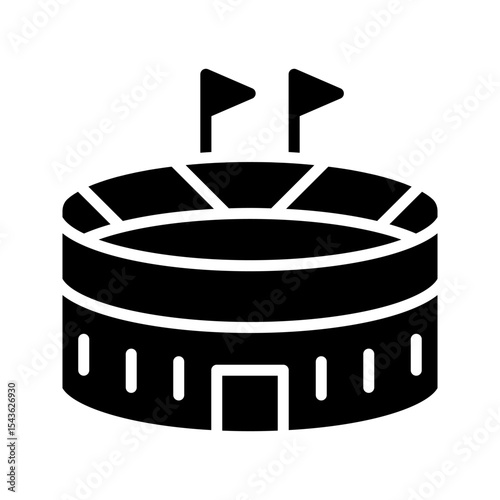 Stadium glyph icon. Round venue with seats. Place for outdoor sports, concerts, or other events. City infrastructure concept.Filled flat sign. Isolated silhouette vector illustration
