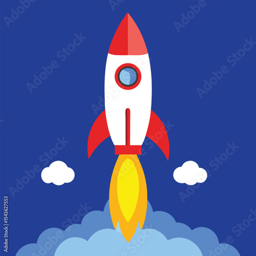 Startup rocket launch concept symbolizing business growth  