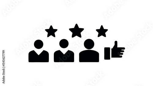 Exceptional Customer Feedback Three Satisfied Customers Give Five-Star Reviews and a Thumbs Up -  Illustrating Positive Testimonials and Excellent Service