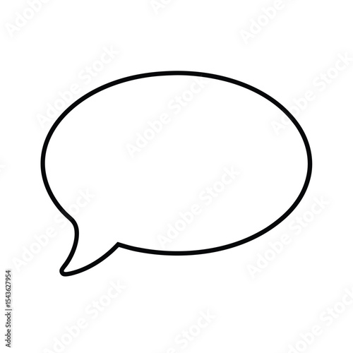 Simple black line art speech bubble isolated on white background suitable for design elements