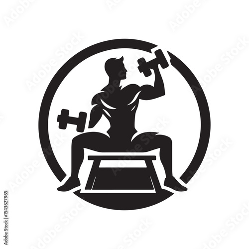 gym workouts vector silhouette clip art logo design illustration