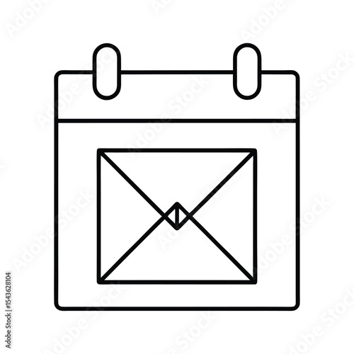 Simple calendar icon with envelope inside representing email correspondence and appointment scheduling