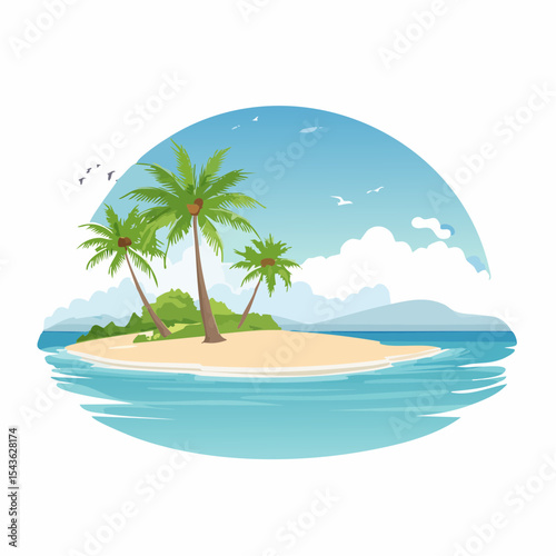 Scenic tropical beach paradise on exotic island