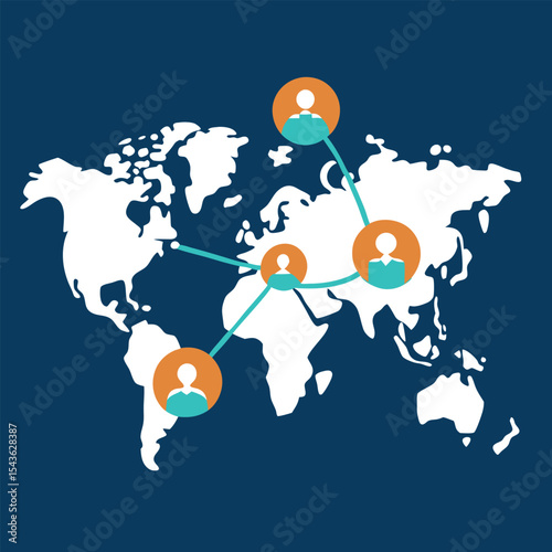 World map with business connections and global communication  