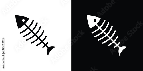 Fish bones icon collection. line stroke icon. EPS 10