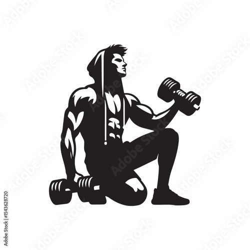 gym workouts vector silhouette clip art logo design illustration