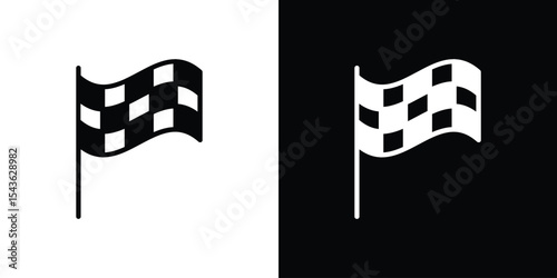 Flag checkered icon collection. line stroke icon. EPS 10