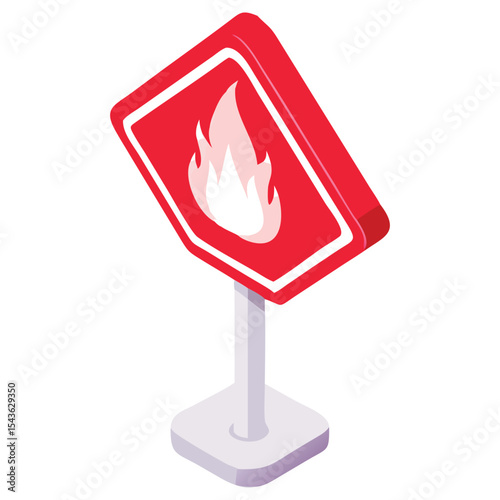 Flammable material warning sign symbol for safety caution and hazard prevention in industrial area