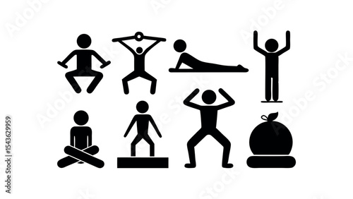 Collection of Simple Fitness and Yoga Icons  Perfect for Websites, Apps, and Presentations - Download Free Silhouettes