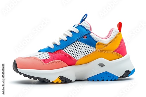 Colorful Modern Sneaker Side View of a Stylish Athletic Shoe with Lace Up Design