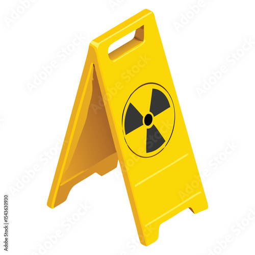 Radiation hazard sign yellow caution alert safety warning radioactive material area floor stand danger symbol