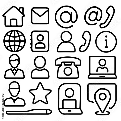 This set of flat web business icons provides vector symbols for internet communication design