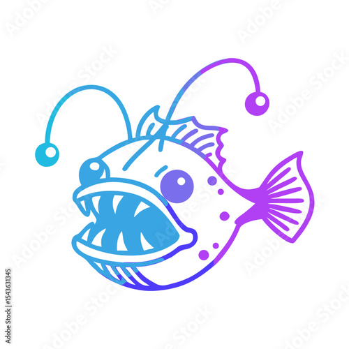 Stylized anglerfish illustration with bright gradient colors  