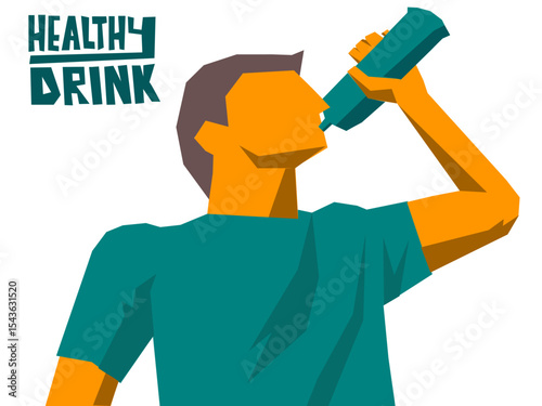 vector of an man drinking a healthy drink