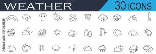 Weather Icons – Forecast, Climate, Temperature, Rain, Sun, Storm Symbol Set