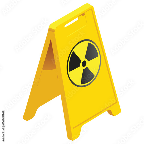 Radiation hazard sign yellow caution stand for radioactive material area safety warning symbol isolated