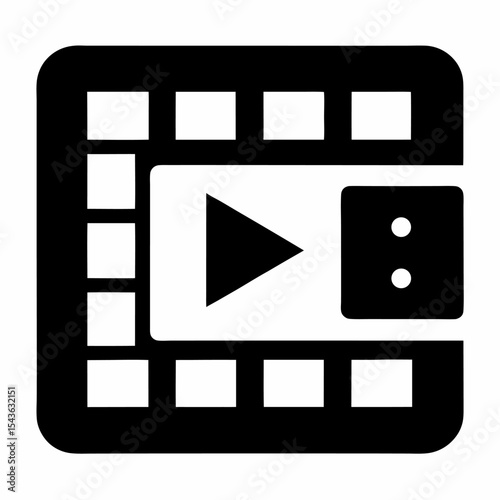 Video Grid Interface Icon – Minimal Vector Layout of Multiple Video Streams, Online Meeting Screen, Virtual Conference Display, Webinar Panel, Flat Editable Graphic for Remote Collaboration