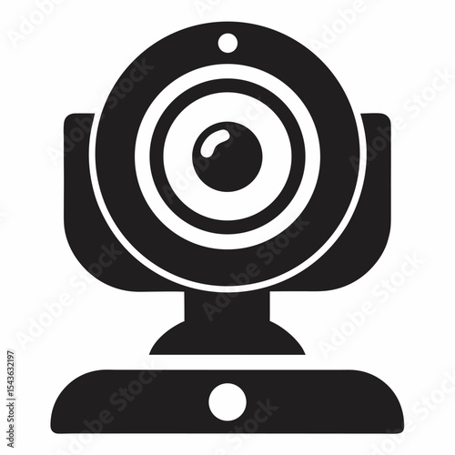 Webcam Icon – Minimal Vector Camera Symbol for Video Streaming, Online Meetings, Live Streaming, Remote Communication, Video Chat, Flat Editable Graphic for Technology and Social Media