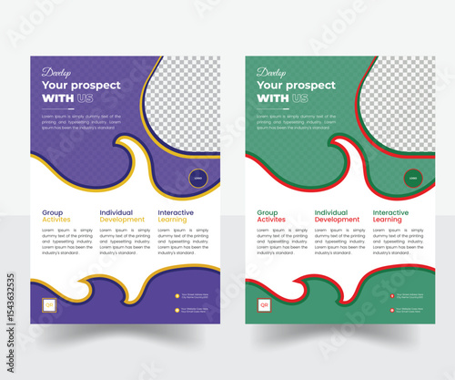 School admission flyer design, kids education leaflet brochure, cover layout School Admission Open Flyer Design Template Vector Education Center poster, a bundle of  Kids Education Flyer Template.