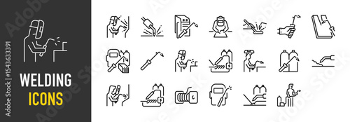 Set of Welding icons. such as Arc, Repair, Electric Rod Stick Welder, Tool, Machine, Technique, Industry, Working illustration.	
