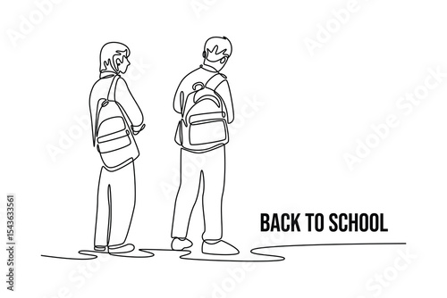 Back to school concept. Single line draw design. Vector graphic illustration