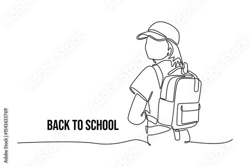 Back to school concept. Single line draw design. Vector graphic illustration