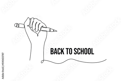 Back to school concept. Single line draw design. Vector graphic illustration