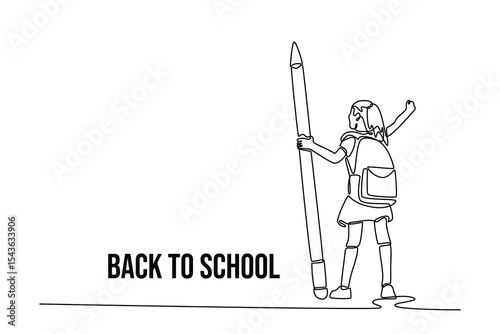 Back to school concept. Single line draw design. Vector graphic illustration