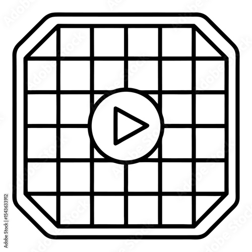 Video Grid Interface Icon – Minimal Vector Layout of Multiple Video Streams, Online Meeting Screen, Virtual Conference Display, Webinar Panel, Flat Editable Graphic for Remote Collaboration