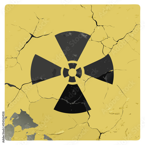 Radioactive hazard sign distressed grunge style radiation warning symbol nuclear danger icon design element