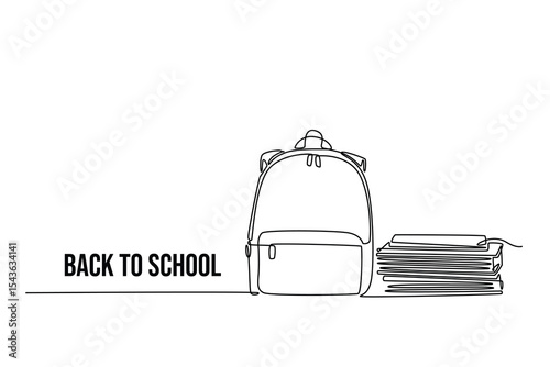 Back to school concept. Single line draw design. Vector graphic illustration