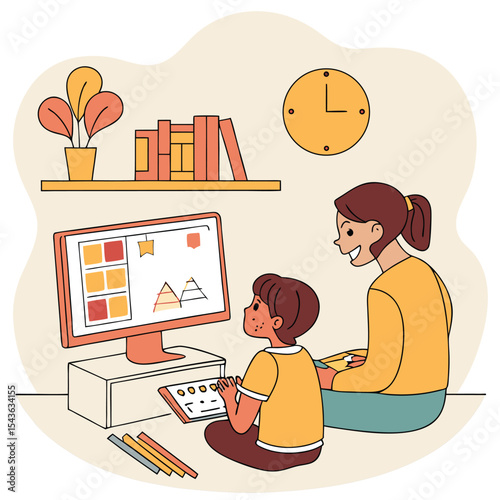 illustration of a man working on his laptop
