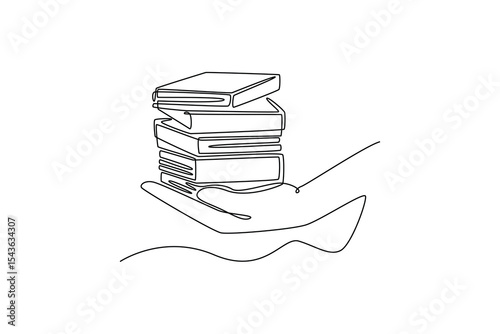 Back to school concept. Single line draw design. Vector graphic illustration
