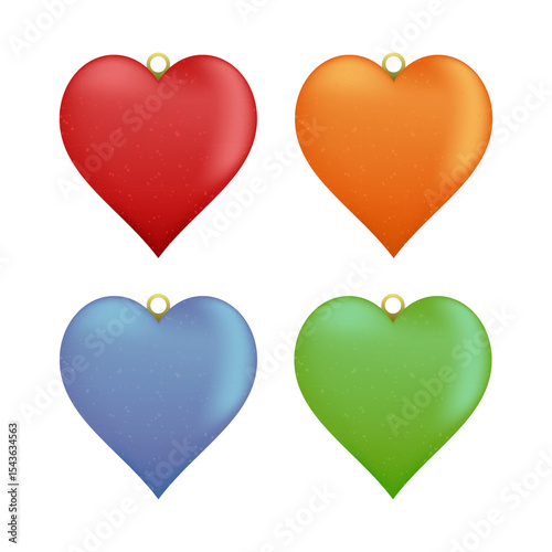 Set of New Year and Christmas decorations in the form of a heart. Vector illustration