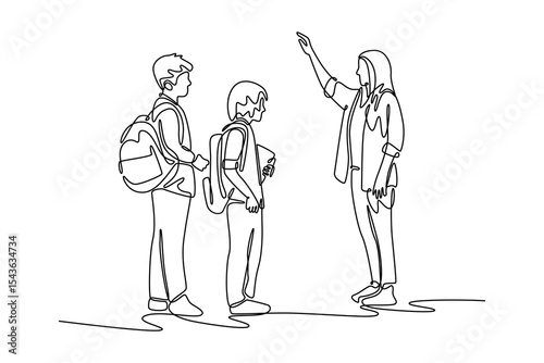 Back to school concept. Single line draw design. Vector graphic illustration