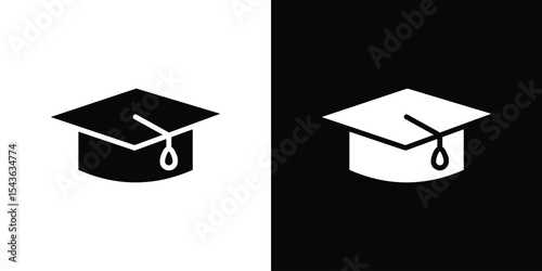 Graduation cap icon collection. line stroke icon. EPS 10