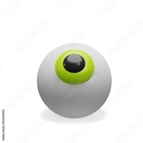 3D illustration of a eyeball with visible red blood vessels look up. Stylized anatomy element for educational, healthcare, and ophthalmology-related visual content.