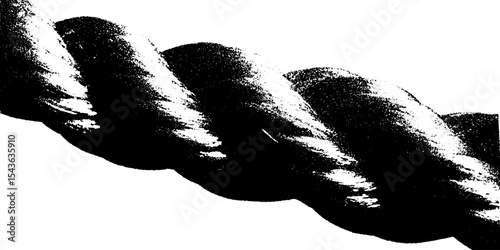 Frayed rope end in high contrast black and white abstract design