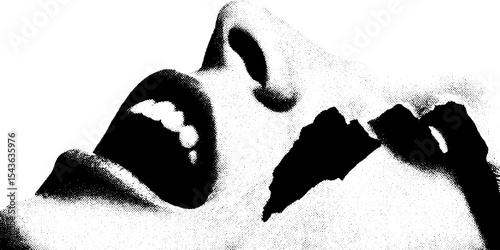 High contrast image of fresh bite wound on neck in black and white
