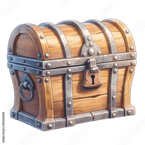 Adventure game treasure chest illustration transparent background fantasy environment digital art by illustrator